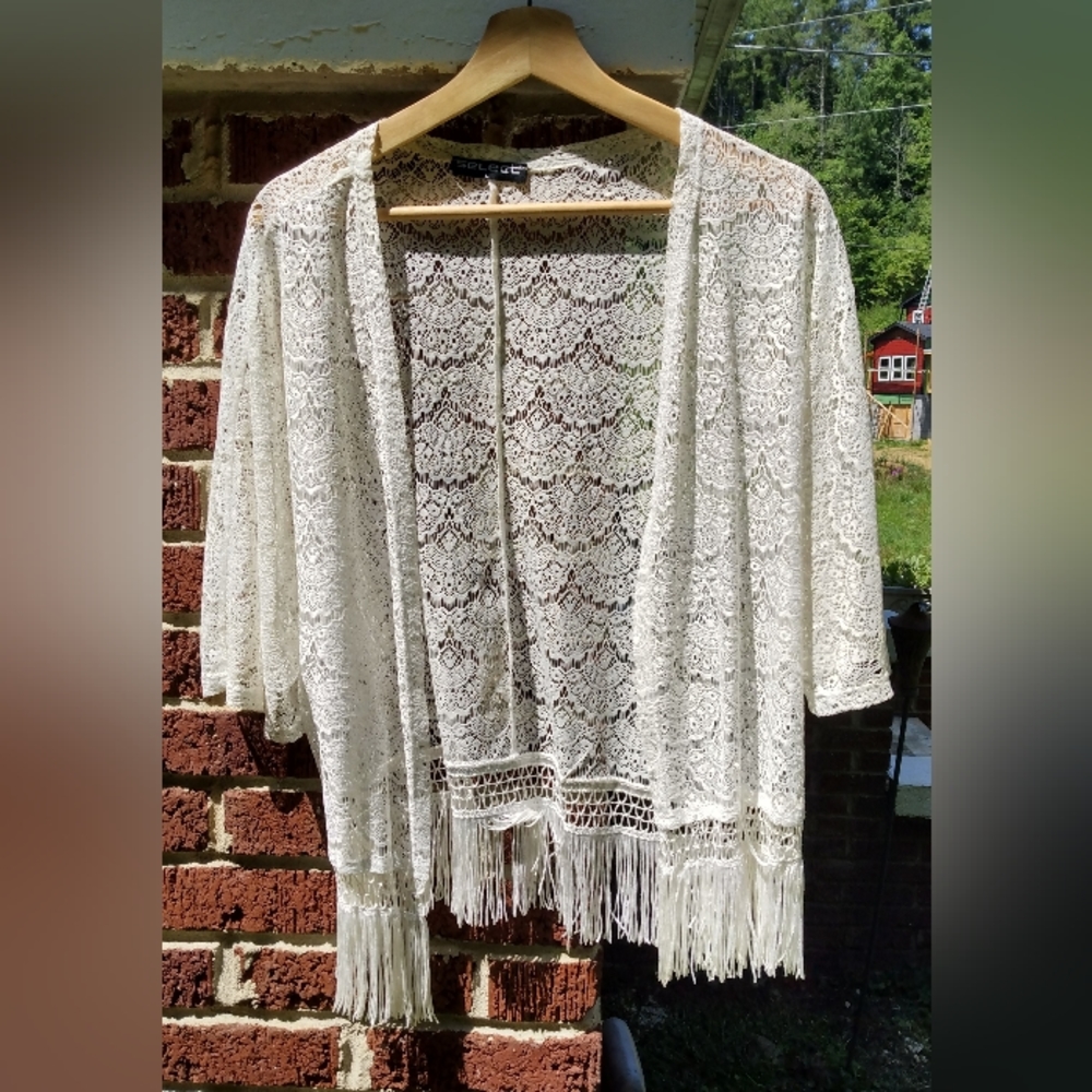 White cover up, lace waist length